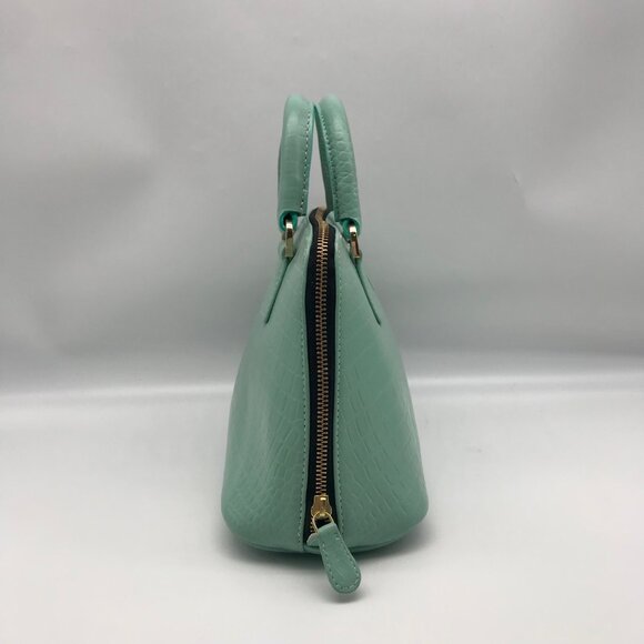 WKND WYFR  Aquamarine Croc Embossed Leather Convertible Satchel - Picture 4 of 11